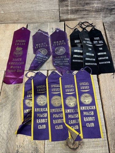 Vintage Rabbit & Himalayan Club Award Ribbons Ribbon Lot - American Polish