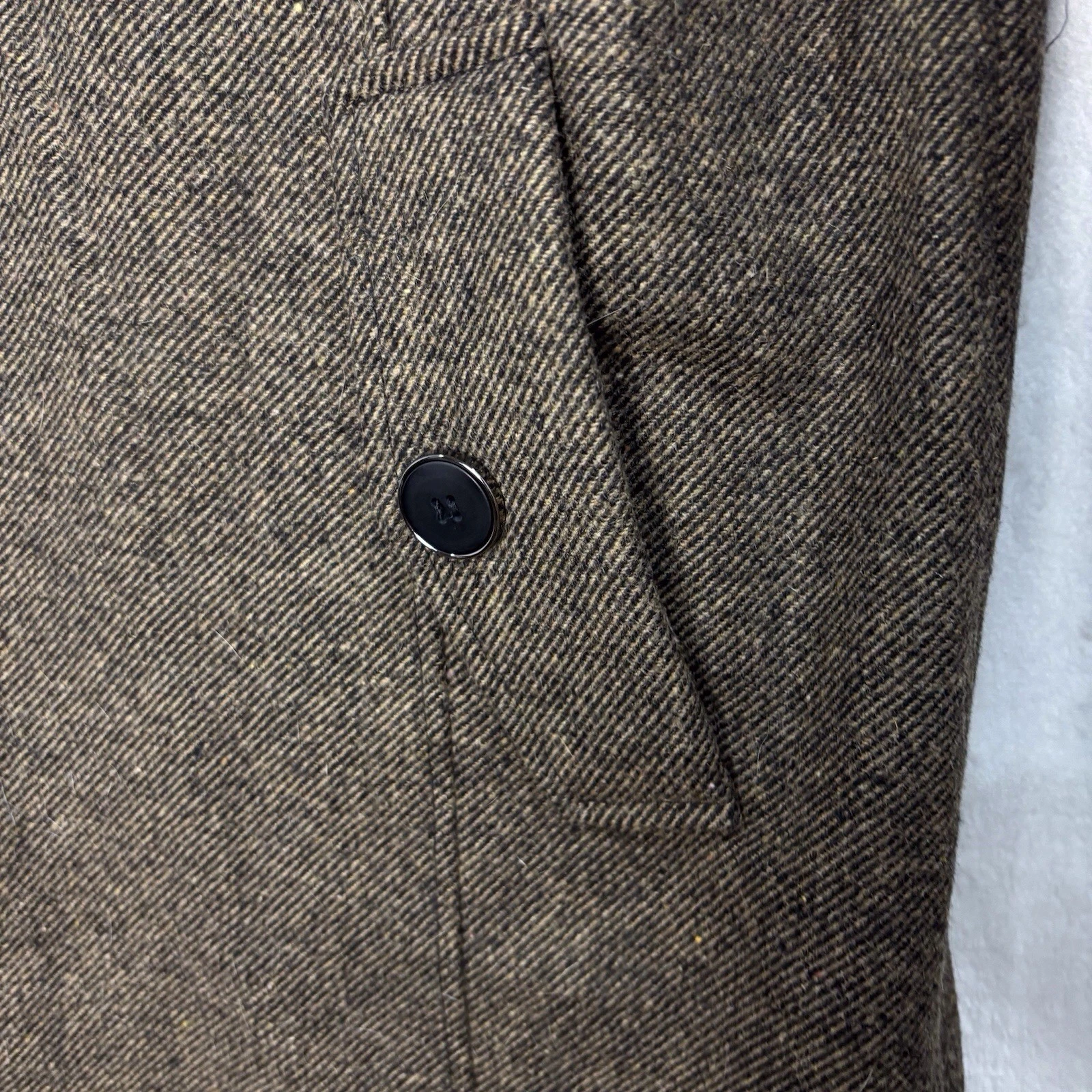Wantdo Wool Blend Pea Coat Jacket Trench Coat Men L Herringbone Tweed Brown NEW - product detail image 6