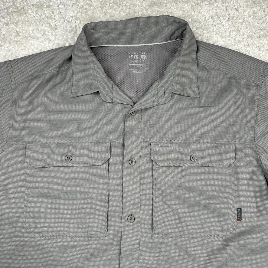 Mountain Hardwear Shirt Mens XL Gray Short Sleeve Button Down Vented Breathable - Image 2 of 4