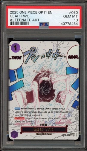 One Piece CCG Gear Two Alternate Art OP11-080 PSA 10 Gem Mint