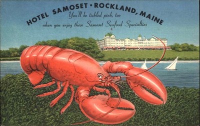 ROCKLAND MAINE ME Hotel Samoset Giant Lobster EXAGGERATION LINEN Postcard