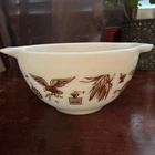 Pyrex Early American Cinderella 441 Nesting Mixing Bowl 1 1/2 Pt White Brown EUC