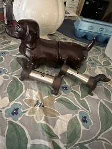 2 sets of vintage dachshund salt and pepper shakers large set small set