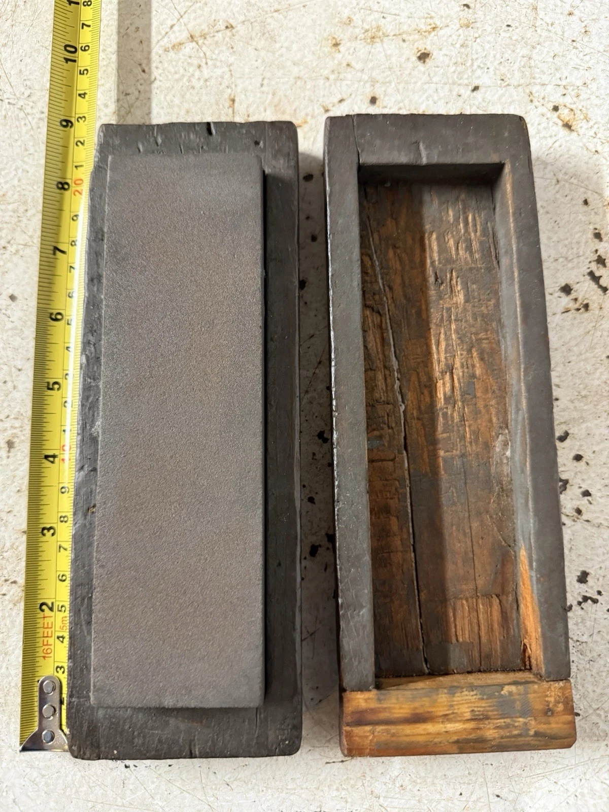 Knife Sharpening Stone Gray, Honing Oil Stone 7”Wooden Coffin Fitted Box