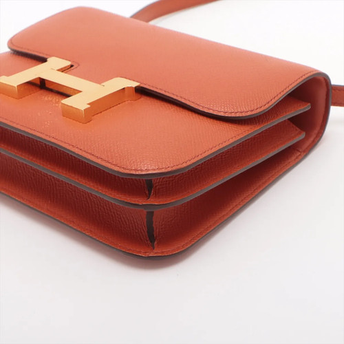 Hermès Constance 3 Mini 18 Miroir Veau Epsom Terre battue raccordi in metallo dorato con: - Foto 3 di 18