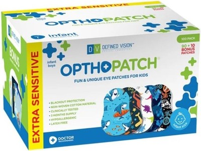 Infant Eye Patches - Boys' Design - 100 Count + 3 Charts
