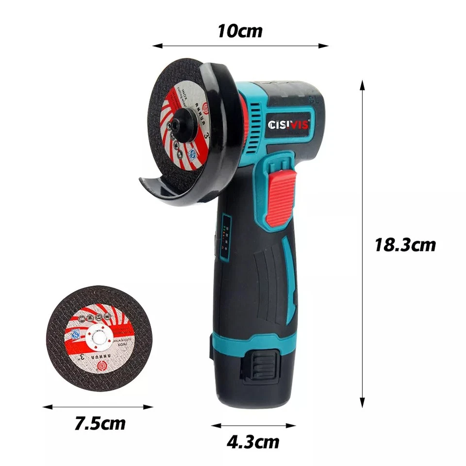 Akku Winkelschleifer 12V Trennschleifer Schleifmaschine Flex Mit 2 Batterien NEU - Bild 2 von 4