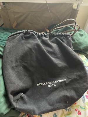 Stella McCartney Black Drawstring Shoulder Bag with Brown Leather Shoulder Strap