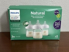 Philips Avent Natural Glass Baby Bottles NEW 4oz 3-Pack Box Wear/damage