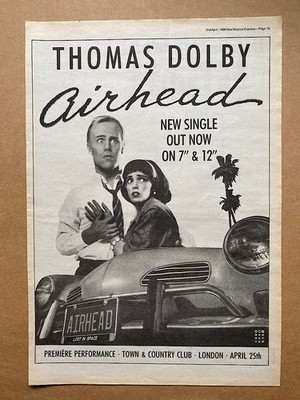 THOMAS DOLBY AIRHEAD POSTER SIZED original music press advert from 1988 - printe