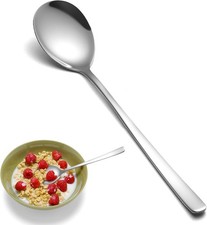 Korean Spoons with Long Handles, 8.5 Inch Stainless Steel Soup Spoons for Home K