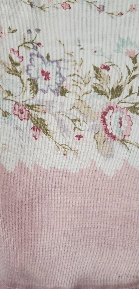 Sábana plana vintage - blanca con floral rosa - mezcla de algodón tejida - 98" x 98 Foto 4 de 4