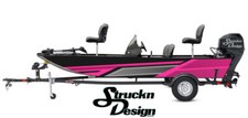 Grayscale Pink Striped Lines Light Design Wrap Fishing Bass Boat Vinyl Decal USA