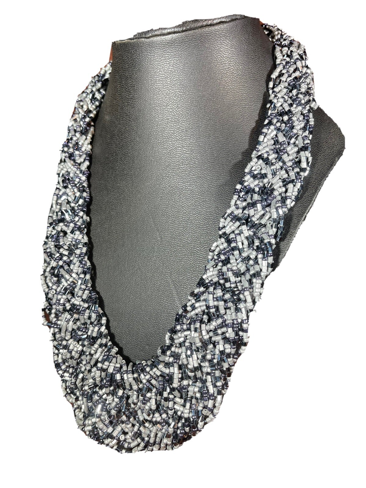 Vintage Statement Braided Seed Bead Multi Strand … - image 1