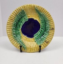 1876 English Majolica Wardle And Co Plate Bamboo Fern
