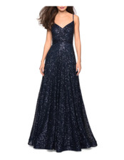 LA FEMME SEQUIN A-LINE NAVY GOWN sz 12