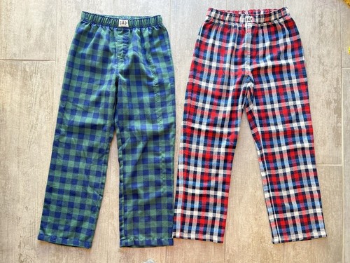 GAP Kid Boys 2 Piece Set Plaid Flannel Pajama Sleep Pants Bottom Casual Lounge 8