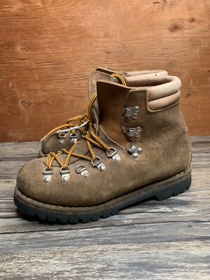 Vintage  Mens 6.5 Leather Vibram Hiking Mountaineering Boots