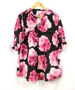 Calvin Klein Women Pink Floral Button Down Shirt Blouse Size L | eBay