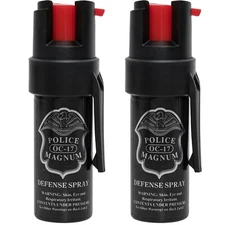 2 PACK Police Magnum pepper spray .50oz Pocket Clip Defense Security Protection
