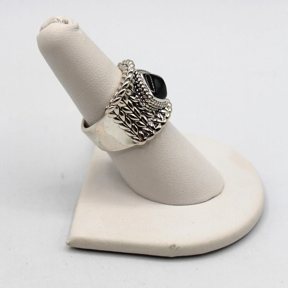 JAI by John Hardy 纯银黑色玛瑙戒指 宽电缆针织 尺寸 7 — 第 3/4 张图片