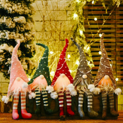 LED Santa Doll Christmas Gnomes Plush Xmas Gonk Dwarf Elf Decoration Ornaments