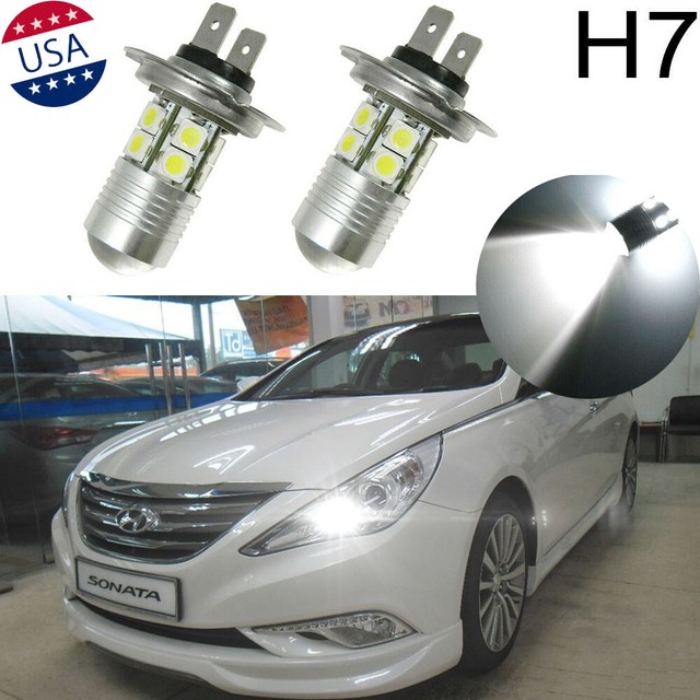 2x 6000K White H7 LED High Beam Headlight For Hyundai Sonata Veloster