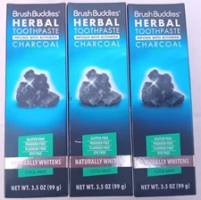Brush Buddies Herbal Toothpaste Activated Charcoal Cool Mint 3 packs