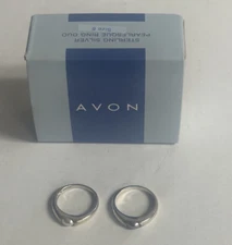 VINTAGE AVON STERLING SILVER PEARL DOME STYLE RING WHITE & GRAY DUO SIZE 6