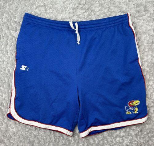 Vintage 90s KU Kansas Jayhawks Shorts Mens Medium Blue Starter NCAA Basketball