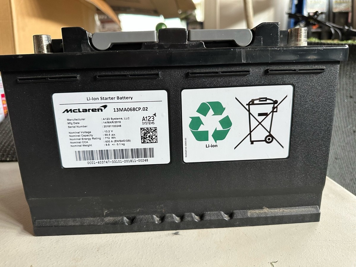 2018 Mclaren Battery Li-ion Starter Battery 13MA068CP.02 W