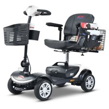 Outdoor Portable Folding 4-Wheel Electric Scooter w/ 2 Basket, Storage Bag, Box