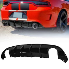 For 2015-2023 Dodge Charger SRT Rear Bumper Glossy Black Diffuser Lip PP Valance
