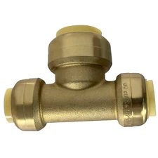 1 Pack XFITTING 1/2" x 1/2" x 3/4" Push Fit Reducing Tee, Push To Connect, Brass
