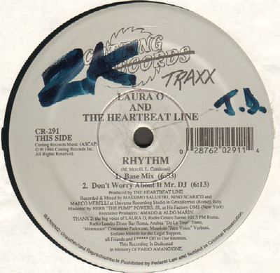 LAURA O - Rhythm - Cutting Traxx - 1994 - USA - CR291