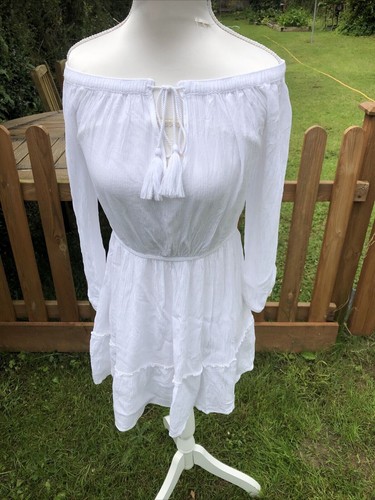Missguided White Off The Shoulder Blouse Tunic Size 8 UK Excellent Condition - Picture 6 of 10
