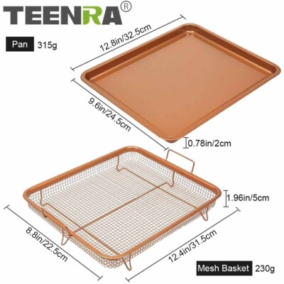 TEENRA Baking Tray Oil Frying Pan Non-stick Copper Chips Grill
