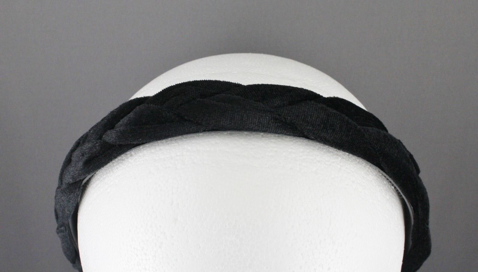 Black velvet braid headband soft fabric covered band grip teeth braided 1" wide