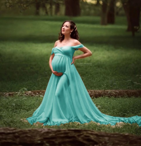 Pregnant Women Long Dress Maternity Jumpsuit Stretchy Gown Skirt For Photo Shoot - Picture 11 of 23
