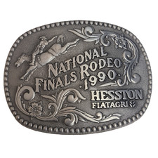 1990 National Finals Rodeo NFR Adult Size Belt Buckle Hesston Fiatagri