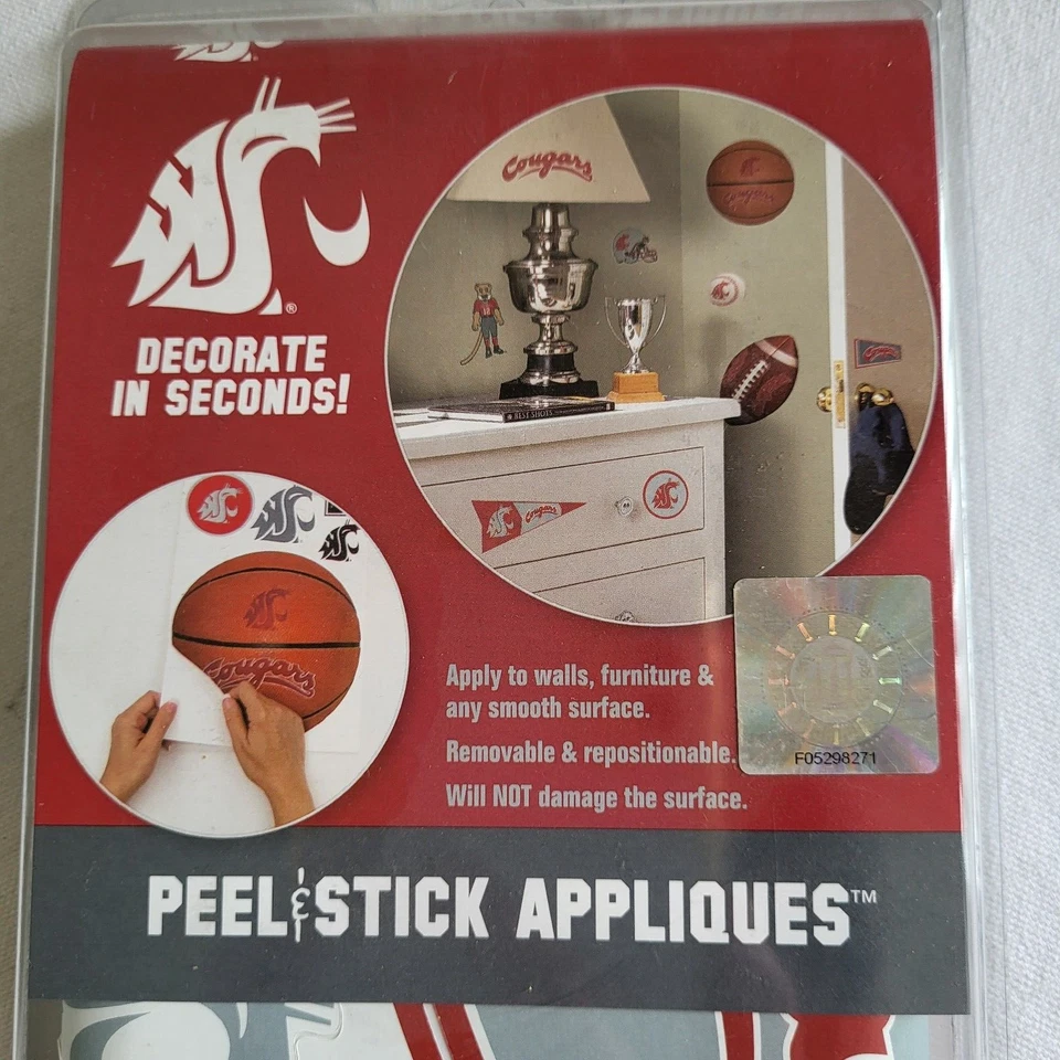 NCAA Washington State Cougars Peel & Stick Wall Graphics 20 Reusable Removable - Image 4 of 4