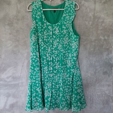Banana Republic Womens Dress Size 18 Swing Shift Tank Lined Pleated Green Floral