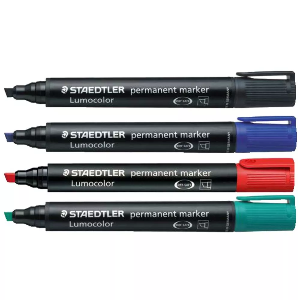 Staedtler Lumocolor Permanent Marker - Chisel - 4 Color Set