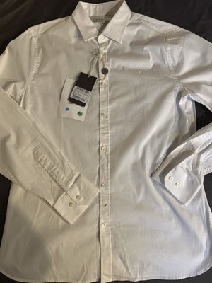 Trussardi White Men's Shirt Slim Fit  Stretch Made  In Italy 41 eur/ 16 US