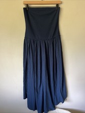 American Eagle AE Strapless Mixed Fabric Midi Dress Size M Navy NEW Tube Top