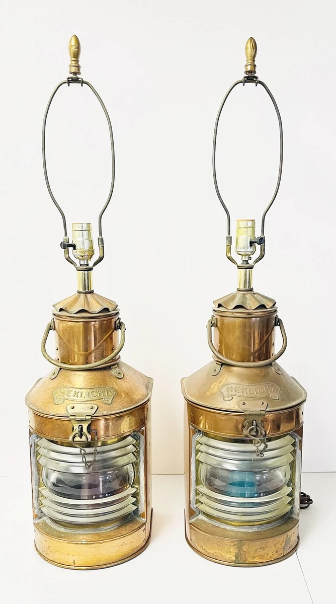 ヴィンテージ　アンティーク合図灯YIKING Pair Antique HEKLICHT Ship Lantern Lamps Brass Nautical Decor 19