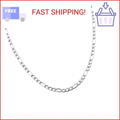 HZMAN Men Women 24k Real Gold Plated Figaro Chain Stainless Steel Necklace, Wide