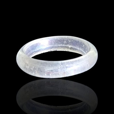 Vintage Hand Blown Clear Glass Band Ring Sz 11 Minimalist Slight Rainbow Effect