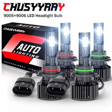 9006 9005 LED Headlight KIT Combo Bulbs 10000K High-Low Beam Super Bright White