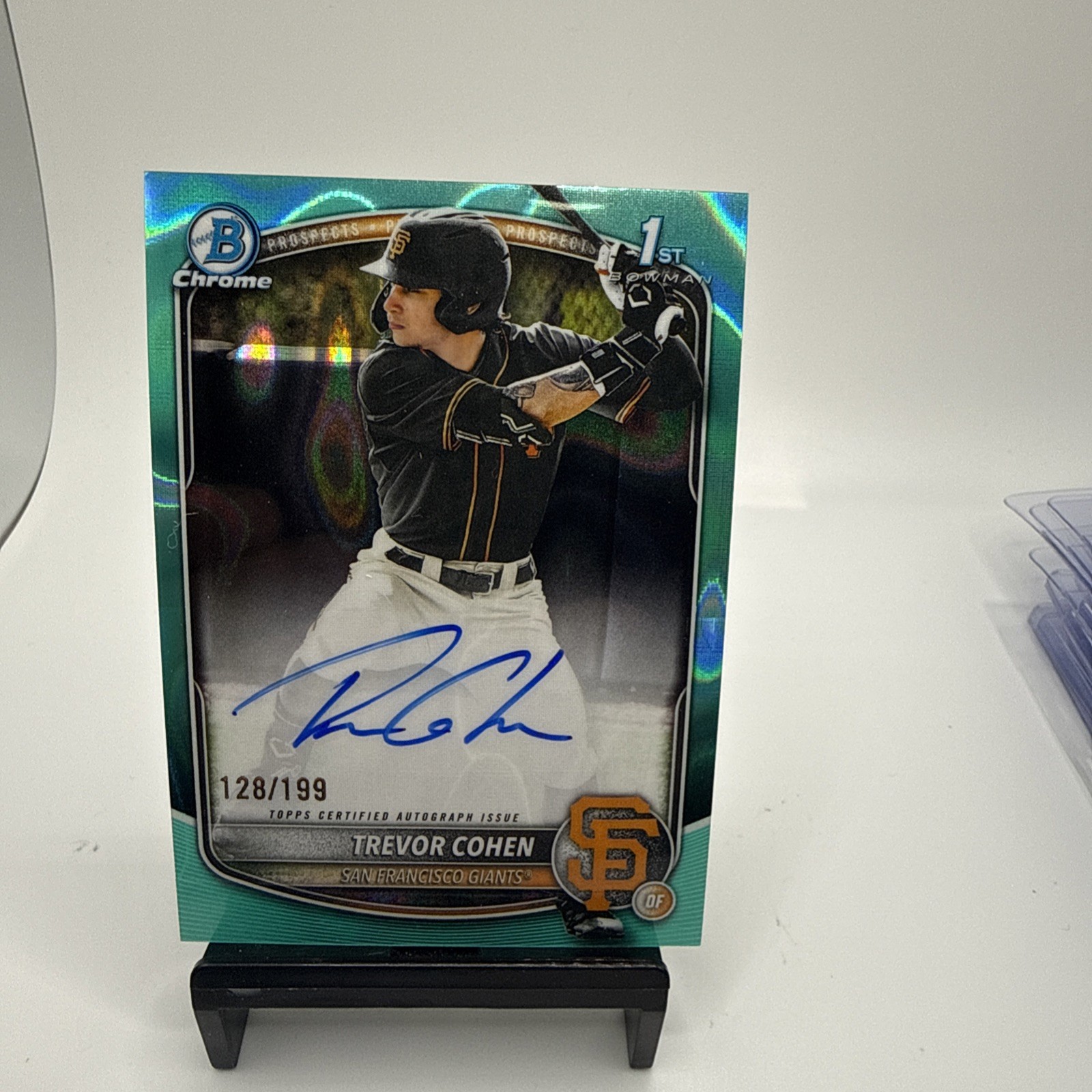 2025 BOWMAN DRAFT 1ST CHROME AUTO AQUA LAVA /199 TREVOR COHEN SF GIANTS #CAP-TC